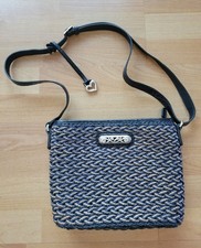 Borsa a tracolla Brighton Emme tessuto borsa a tracolla blu marrone paglia rafia charm