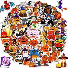Halloween Stickers, 100Pcs Halloween Pumpkin Theme Stickers Bulk, Vinyl Waterpro