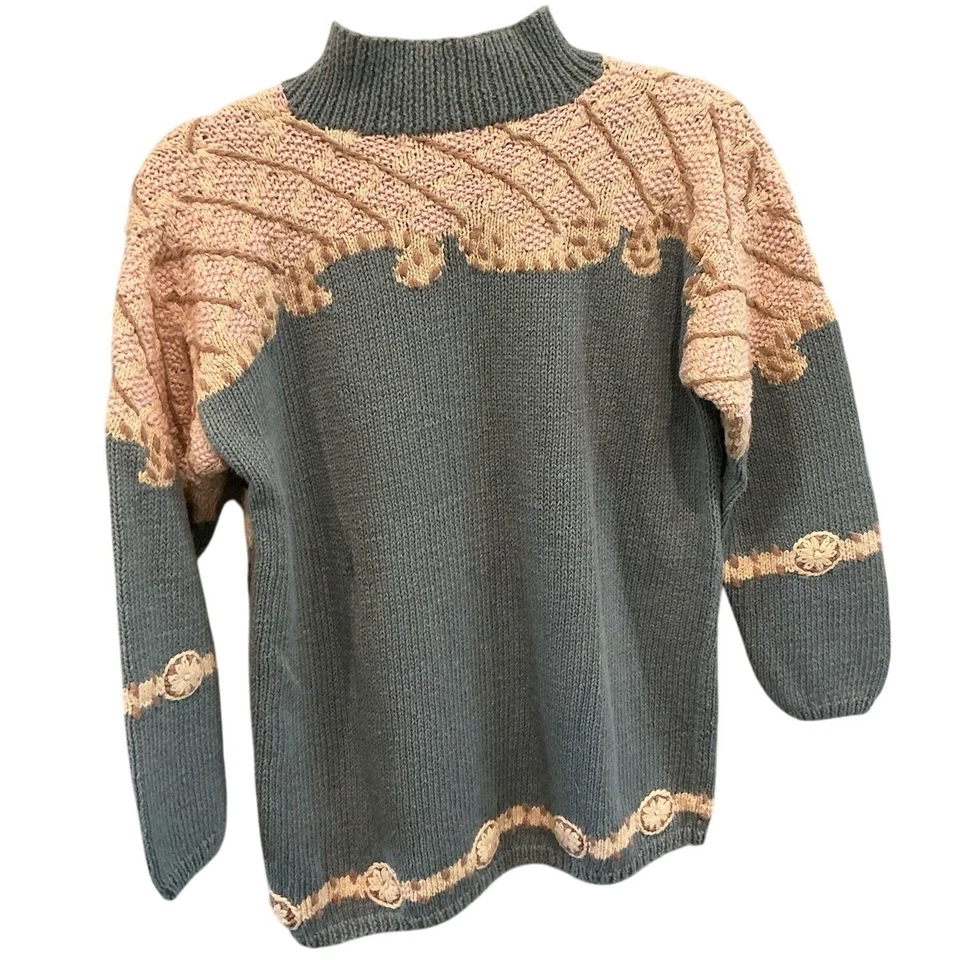 Suéter Vintage Para Mujer Cottagecore Bordado Country Romance Cinta Floral Foto 4 de 4