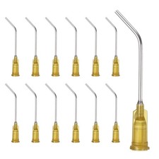 25Pcs 1.5Inch 17Ga 45° Angled Dispensing Needles, Dark Yellow