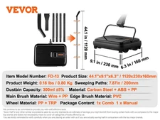 Manual Carpet Sweeper 7.87 in Sweeping Paths 300Ml Dustbin Capacity W/ Comb for 