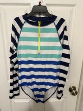 Vineyard Vines Swimsuit One Piece Long Sleeve Rash Guard Womens Sz L Striped