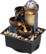 Tabletop Fountain 4 Level Tabletop Waterfall Indoor Meditation Fountain Office H