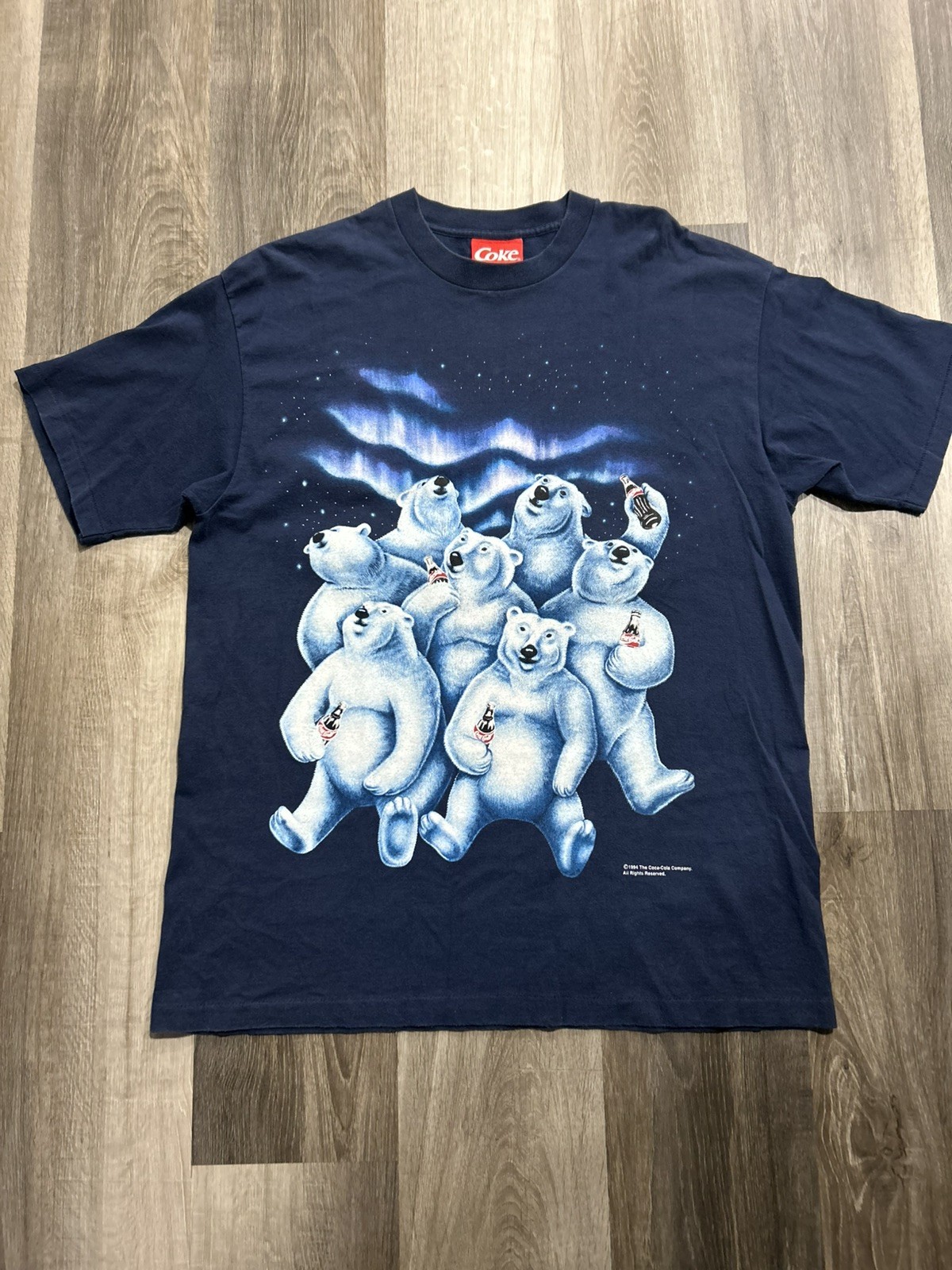 Vintage 1994 RARE Coca-Cola Shirt Mens XL Blue Polar Bears Single Stitch