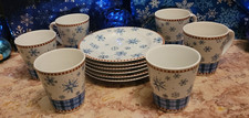 Sakura Debbie Mumm Snowflake Holiday Dishware/ Plates and Mugs 12 Piece
