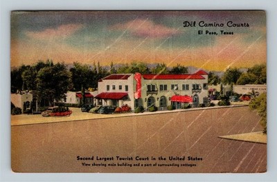 El Paso TX, Del Camino Courts, Texas c1951 Vintage Postcard