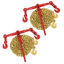 2Pack 3/8" to 5/16" Ratchet Chain Load Binder with 5/16"x10FT G80 Heavy Duty ...