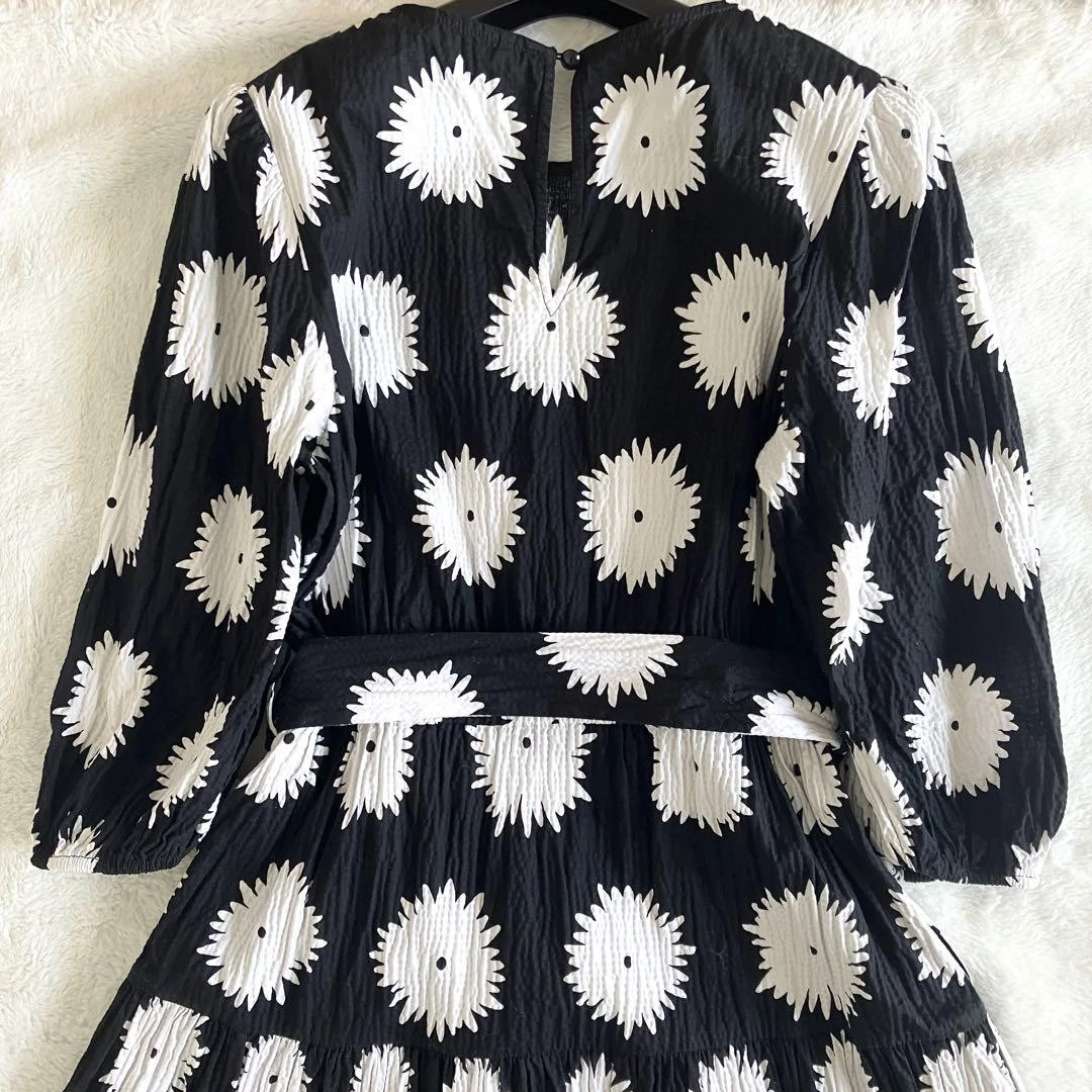 Abito lungo Kate Spade New York cotone mezza manica con cintura taglia S bianco e nero