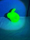 Vintage Fenton Uranium glass bunny rabbit figure glows signed decorated