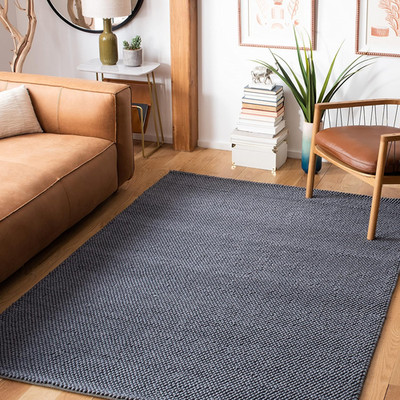 Handmade 5x8 Dark Grey Wool Blend Area Rug - Natura Collection