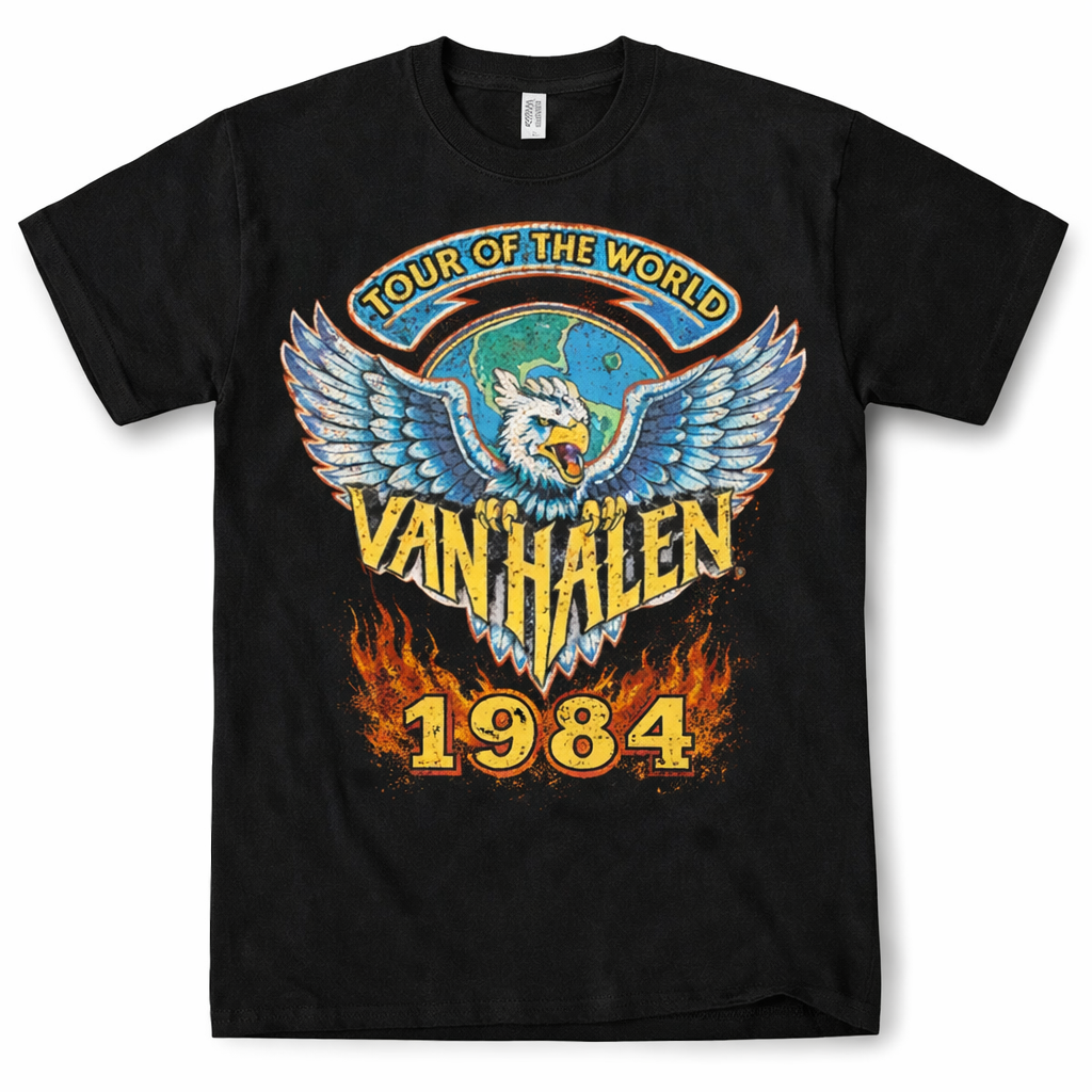 Van Halen 1984 Tour Of The World CD Logo Black Graphic Unisex T