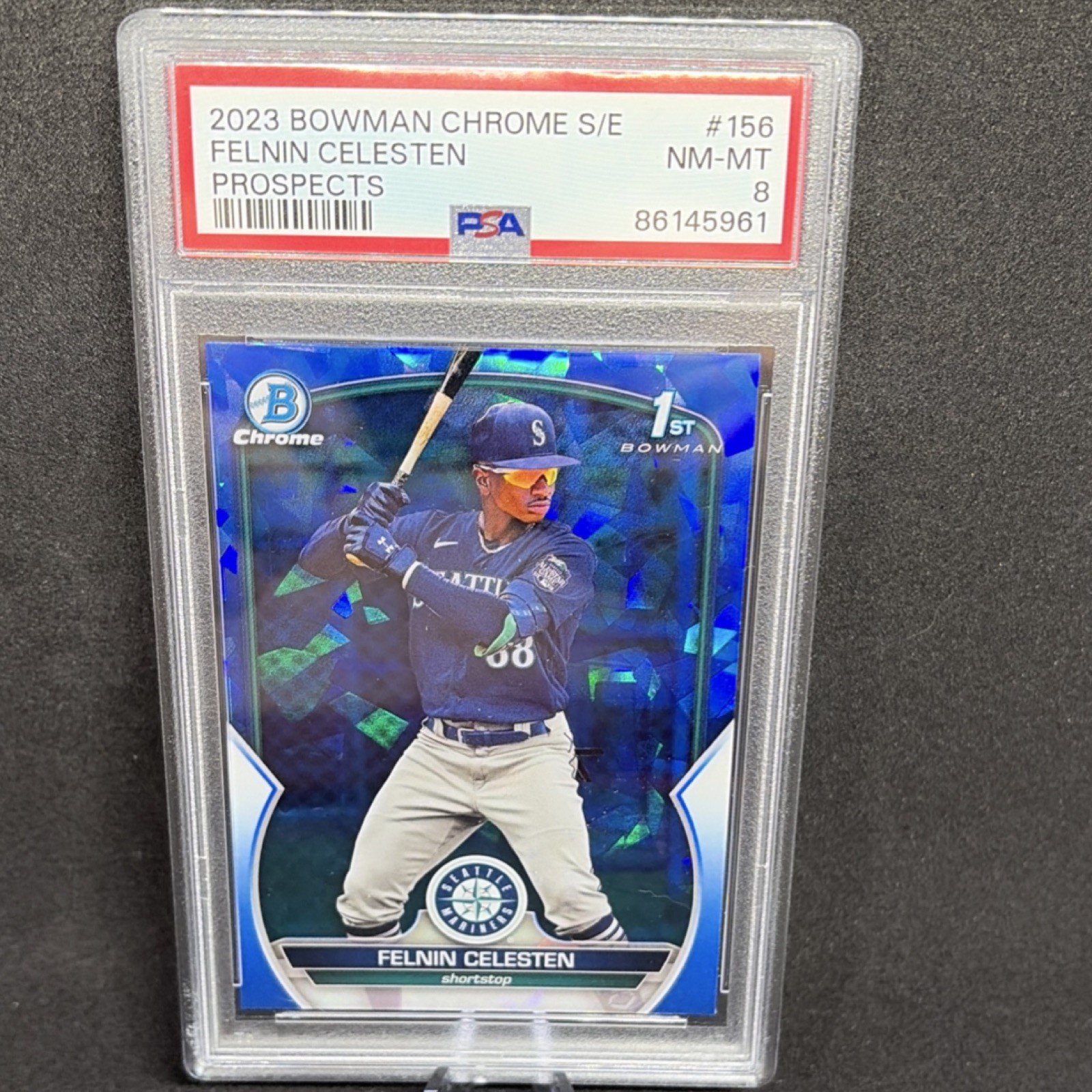 Bowman Chrome Sapphire Felnin Celesten BCP-156 Prospects Mariners PSA 8 2023
