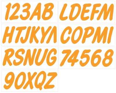 3 Inch Orange Black Boat Registration Sticker Decal Kit 149 Decals UV Resistant