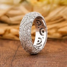 3Ct Round Lab Created Diamond Men's Wedding Band Ring 14K White Gold Plated