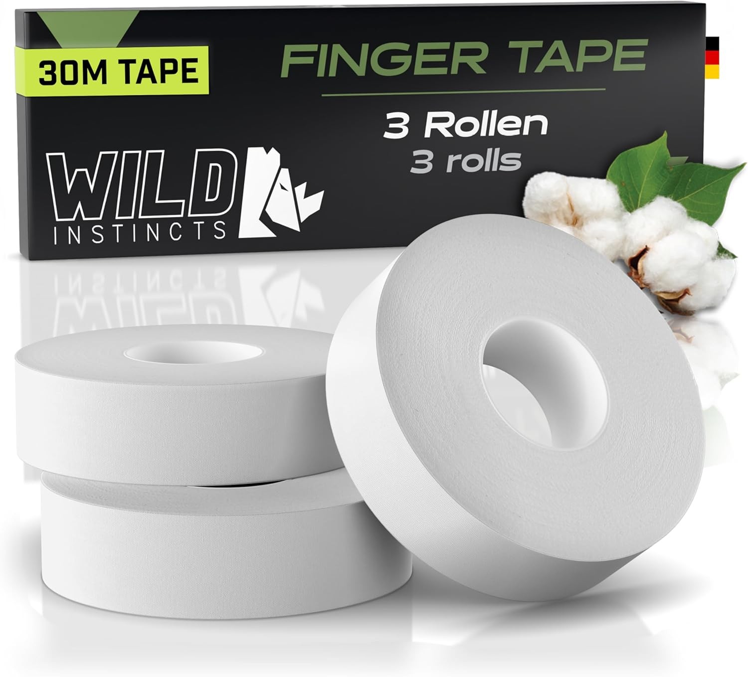 Wild Instincts Fingertape 3x10m - 1,5cm breit - 30m Tape für Kampfsport,
