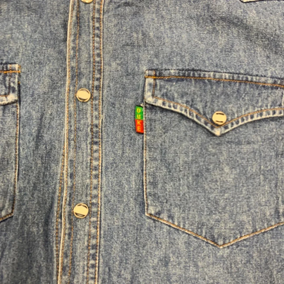 Vintage Western Shirt denim long sleeve overshirt with chest pockets Men's S - Image 3 of 4