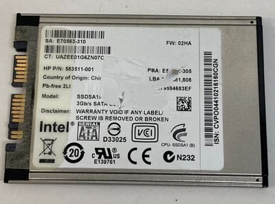 Intel 160GB SSDSA1M160G2HP 1.8 inch 598782-001 600464-001 583511-001 Micro-SATA