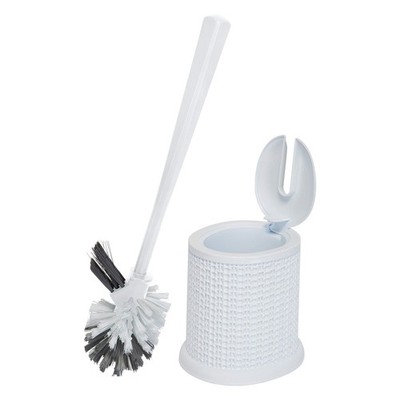 Self Closing Lid Toilet Brush with Rim Scrubber | Dimensions: 5. 9'' x 5. 3'' x...