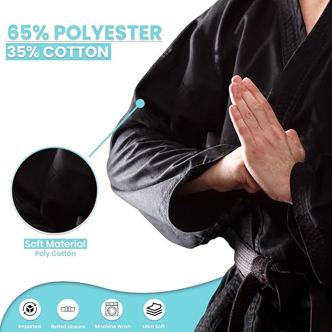 Karategi Wacoku Adulte - Noir - 8 Onces - Polyester - Karaté Jujitsu