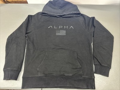 Alpha Clothing USA Hoodie Mens Medium Essential Comfort Fleece Black Pullover