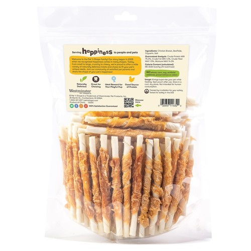 Chicken Wrapped Rawhide Dog Treats - Small Twists - 2 lb - Picture 2 of 8