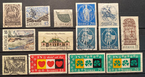 Sweden / Sverige  1970. Used, with fluorescent & non-fluorescent Riksvåben set.