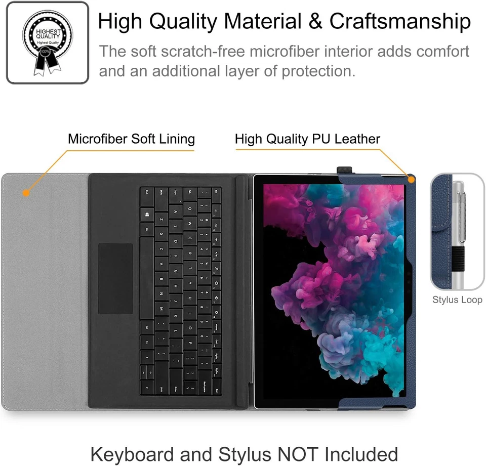 Custodia per Microsoft Surface Pro 7+ / 7/6 / 5/4 / 3 12.3 Pollici Tablet - [Mul - Immagine 3 di 4