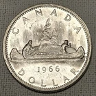 1966 Canada Silver Dollar Canoe KM#54 | .800 Silver | ASW 0.60 oz