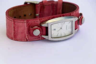 Women Fossil Watch JR-8611 Silver St Steel Case Pink Leather 