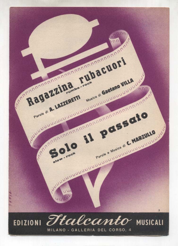 Spartito RAGAZZINA RUBACUORI Gaetano Villa SOLO IL PASSATO Marzullo 1964 sheet
