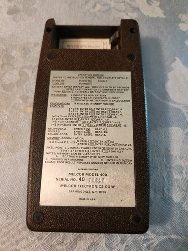 Vintage Melcor 400 Taschenrechner ungetestet - Bild 3 von 5