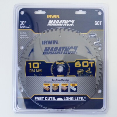 Irwin 14074 10'' x 60T Fine Finish Carbide Tip Miter Table Circular Saw Blade