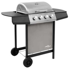 Gas BBQ Grill with 4 Burners Black and Silver (FR/BE/IT/UK/NL only) vidaXL
