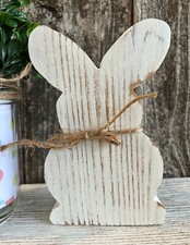 Easter BUNNY Rustic Primitive Farmhouse Country Handcrafted Wood Sign Home Decor