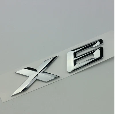 Chrome ABS For bmw X6 Series Emblem X6+XDrive40d Number Letter Rear Trunk Badge - Изображение 3 из 4