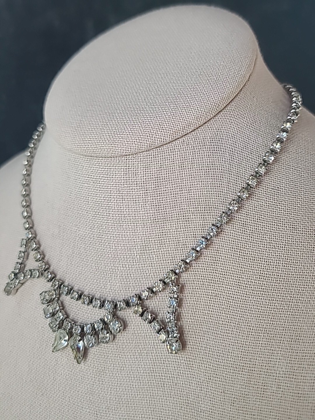 Prong Set Clear Rhinestone Adjustable Choker Neck… - image 2