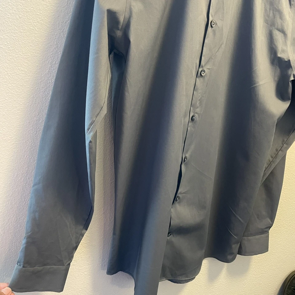 J Ferrar Men’s Grey Long Sleeve Slim Fit Dress Shirt Size M 15-151/2 34-35 - Image 4 of 4