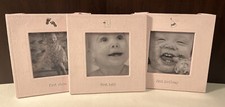 Aimee J Set Of 3 Baby Girl Pink Milestone Frames First Step Curl Bath NEW