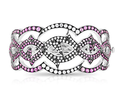 Stephen Webster Diamant & Rosa Saphir Dorn Armreif Mit Scharnier Aus Gold 17 Cm.