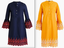 $148 J.Crew Eyelet bell-sleeve dress-item H6978-bronzed orange-various sizes