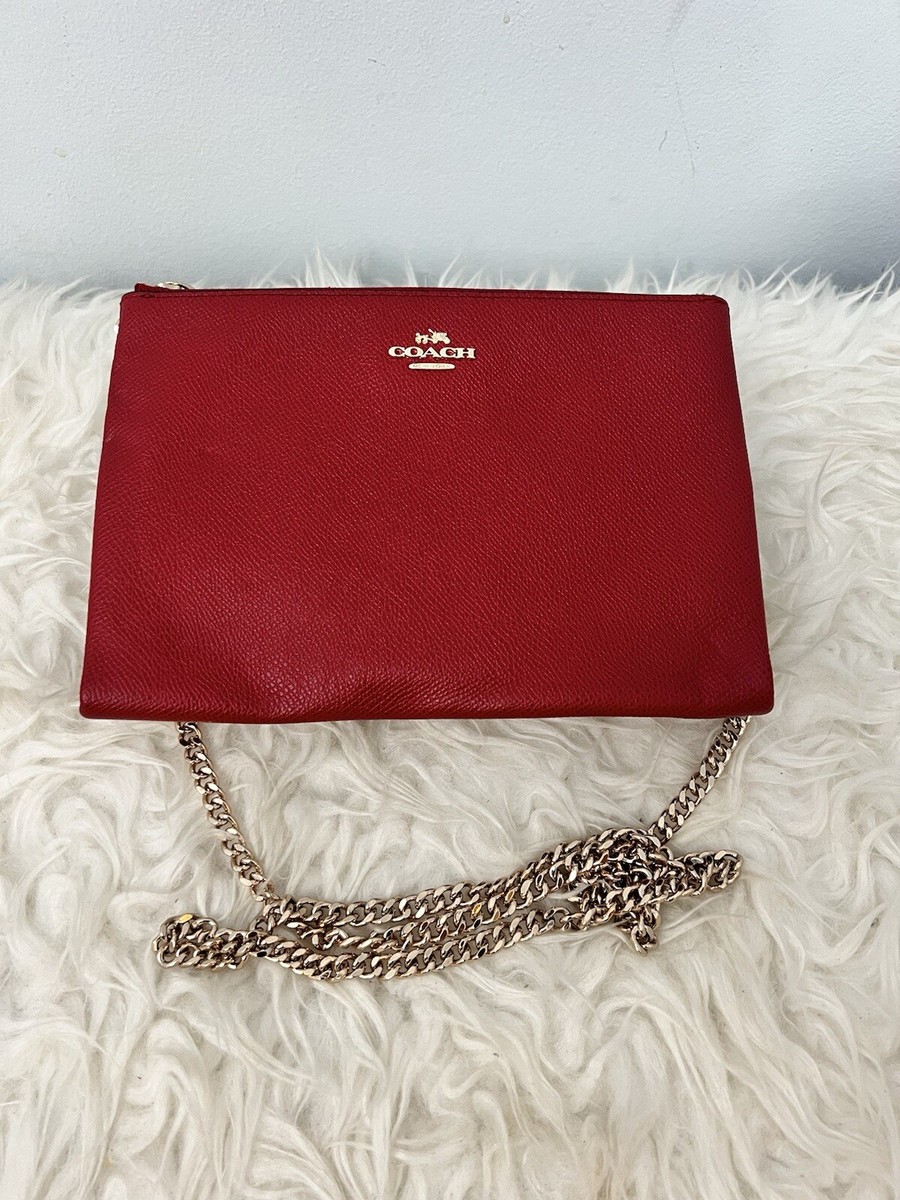ZIP TOP CROSSBODY IN LEATHER COACH F52357 LIGHT-GOLD/RED-CURRANT