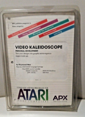 Video Kaleidoscope; Atari 400/800/XL/XE W/ Diskette APX-20213 NOS- Plastic cover