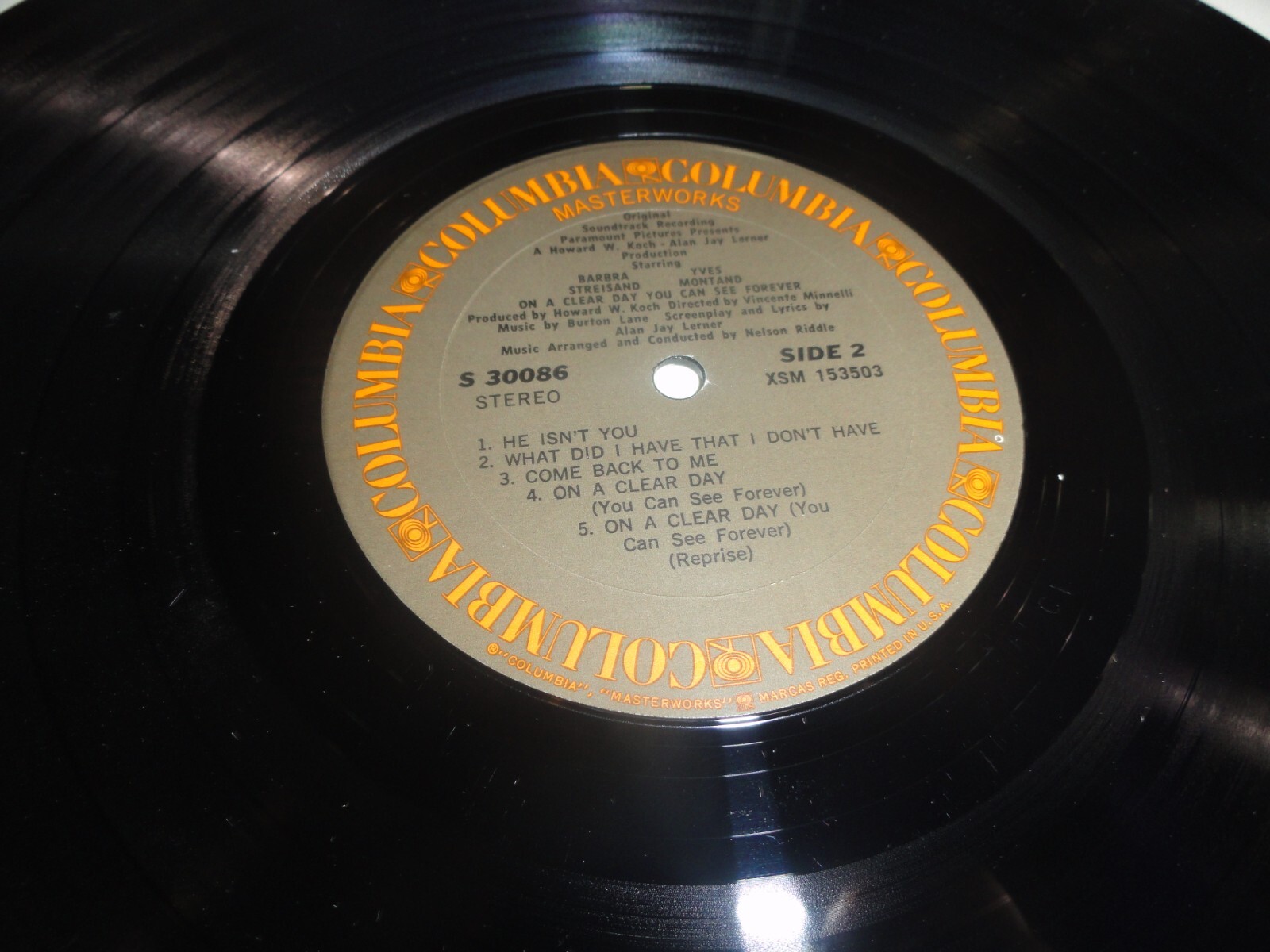 VINYL RECORD LP ON A CLEAR DAY YOU CAN SEE FOREVER SOUNDTRACK COLUMBIA S-30086