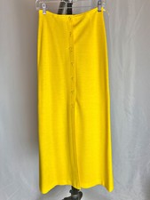 Mod Yellow Skirt Maxi 60s Vintage Button Front Colorful Ardee
