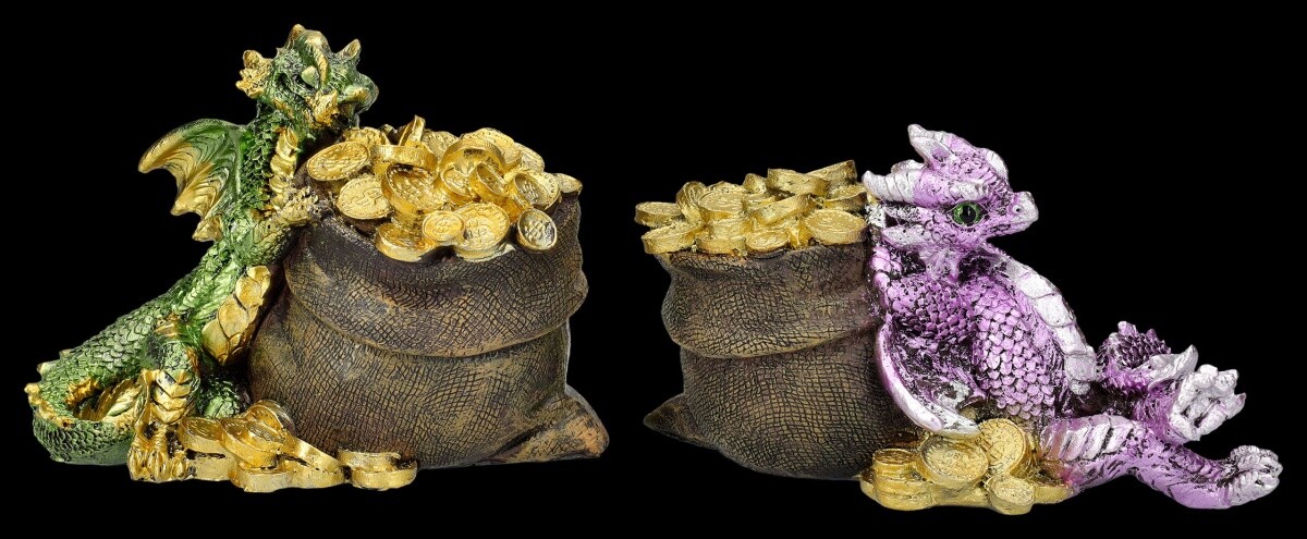 Dragon Figures 2 Set - Treasure Guardian - Dragon Gift Collector