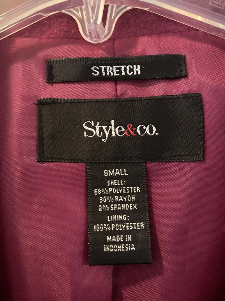 Abrigo de mujer Style & Co forrado rosa liso talla S Foto 4 de 4