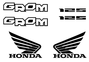 Honda GROM Decal  Kit  BLACK Sticker  Motorcycle 125 graphics 