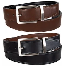 New Croft & Barrow Men's Soft Touch Cut-Edge Stitched Reversible Belt Size 50-52