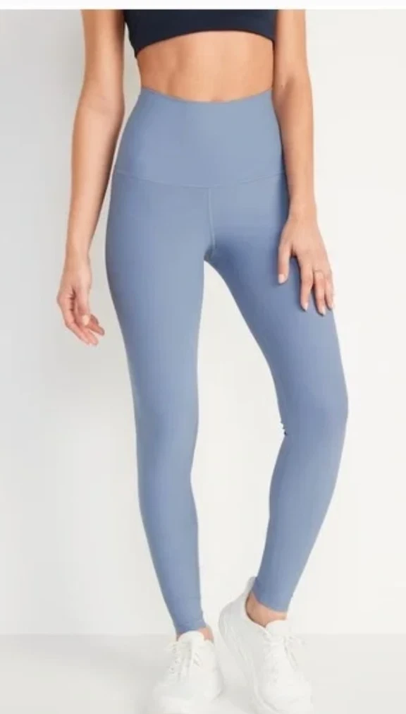 NEW Old Navy High Waisted Powersoft Athletic Leggings Blue Medium