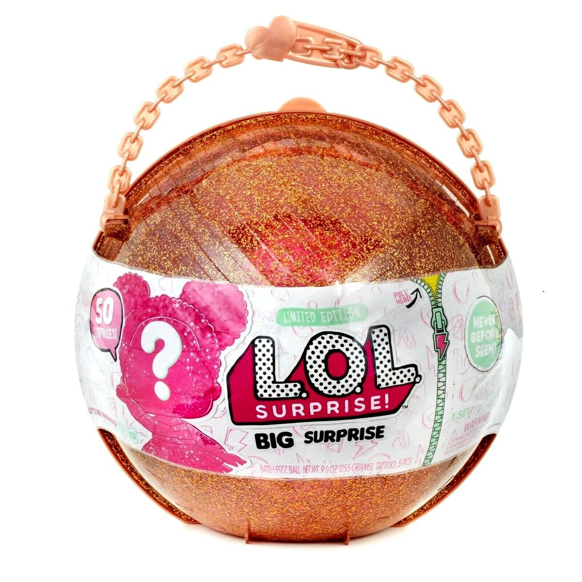 NEW LOL Surprise Doll Rare Big Gold Glitter Ball 50 Surprises